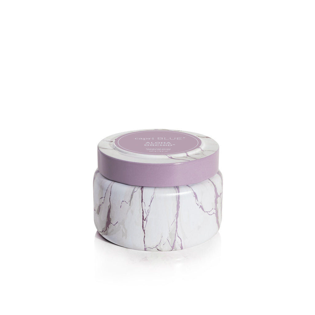 Aloha Orchid Modern Marble Printed Travel Tin Candle