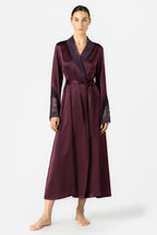 Arden Lush Shawl-collar Long Silk Robe
