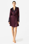 Arden Lush Shawl-collar Short Silk Robe
