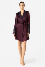 Arden Lush Shawl-collar Short Silk Robe