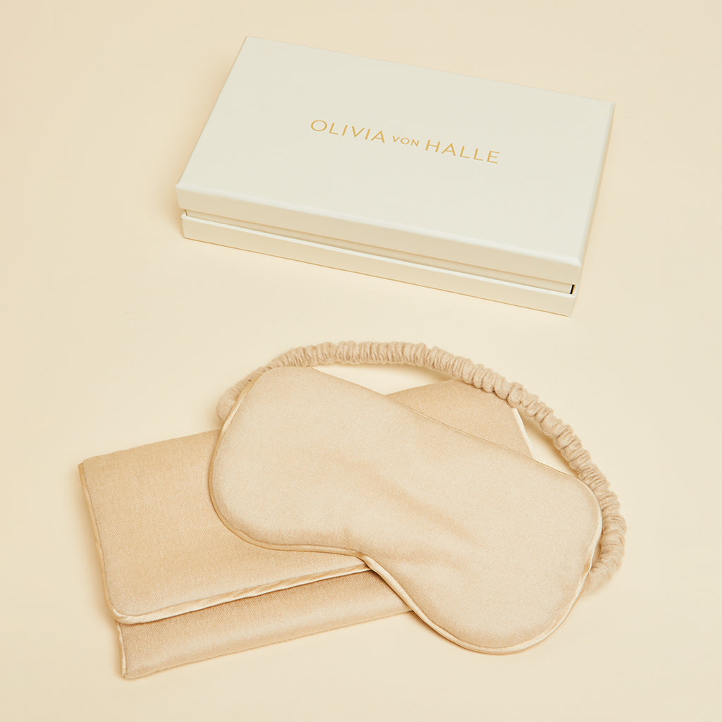 Audrey Muscat Beige Eye Mask in Cashmere