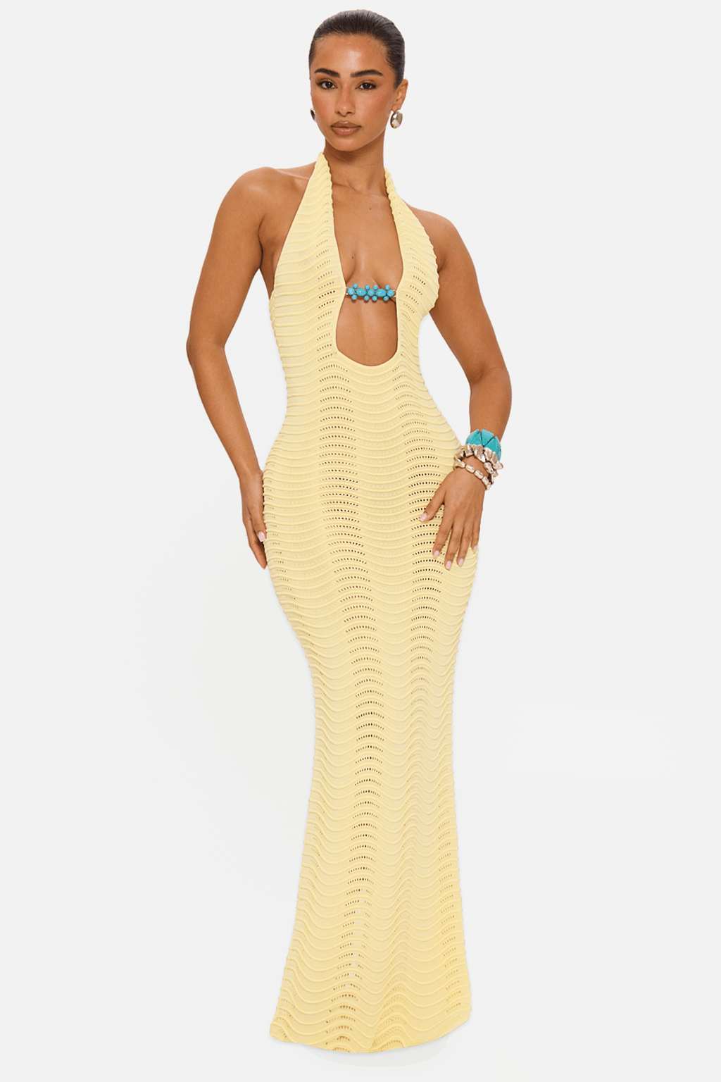 Azura Knit Maxi Dress in Yellow
