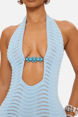 Azura Knit Maxi Dress in Blue