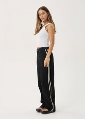 AFENDS Womens Bella Stripe - Denim Wide Leg Jean - Washed Black