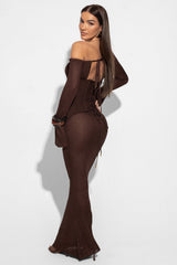 Darcy Knit Maxi Dress in Brown