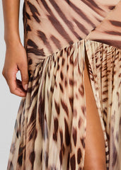 Nicole Silk Chiffon Dress in Animal Print