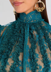 Ysolde Lace Dress in Sarcelle