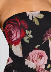 Nicole Silk Chiffon Dress in Noir Rose