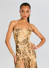 Nicole Silk Chiffon Dress in Vintage Cheetah