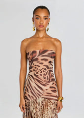 Nicole Silk Chiffon Dress in Animal Print