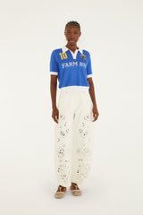 Blue And White Copa Short Sleeve Knit Polo Shirt