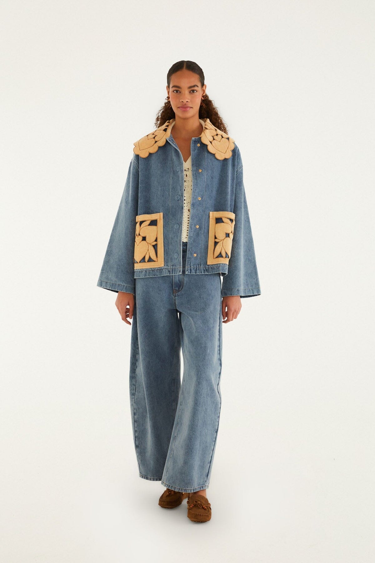 Blue Denim Richelieu Wide-Leg Pants
