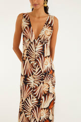 Multicolor Ammonite Buttoned Midi Dress
