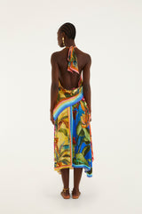 Multicolor Rainbow Summer Mixed Scarves  Midi Skirt