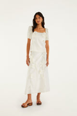 Off-White 3d Flowers Puff Sleeve Blouse