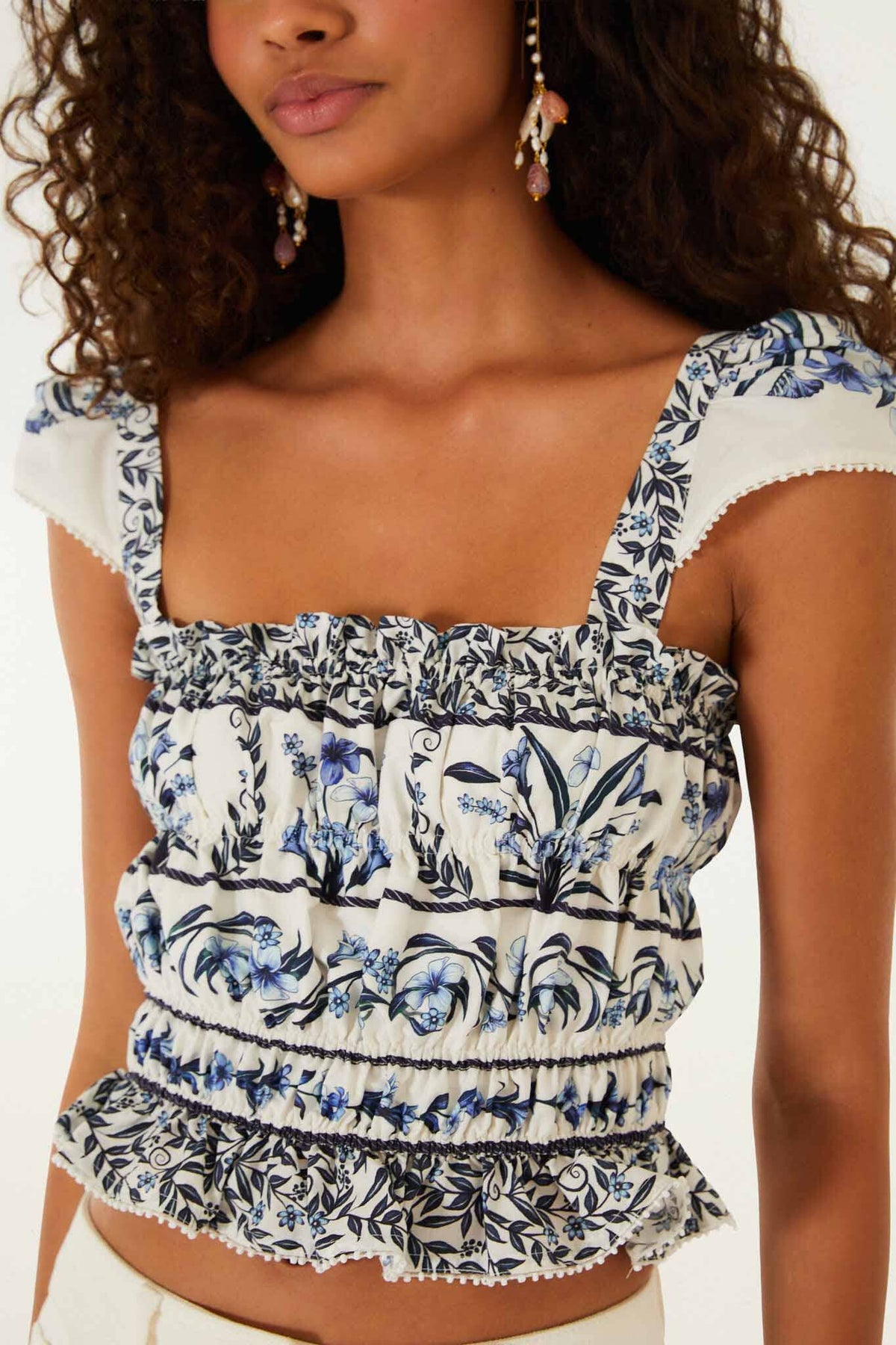 Off-White Flowers Arch Smocked  Blouse