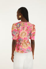 Pink Ligia Floral Puff Sleeve  Blouse
