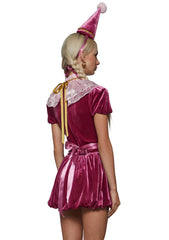 Pink Velvet Star Clown Costume
