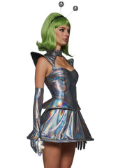Retro Alien Girl Dress Costume - Silver