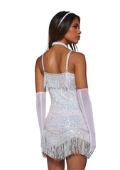Flapper Silver Fringe Costume
