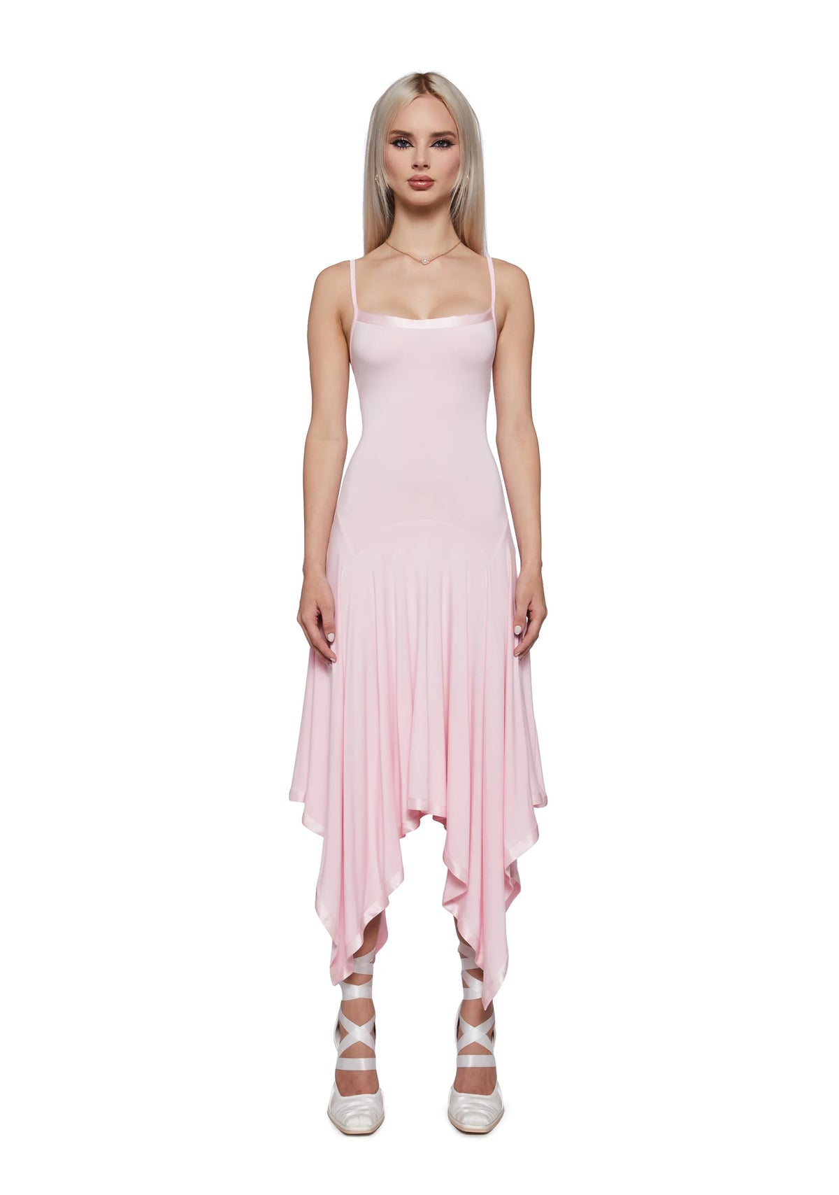 Aurora Asymmetrical Tank Midi Dress - Pink