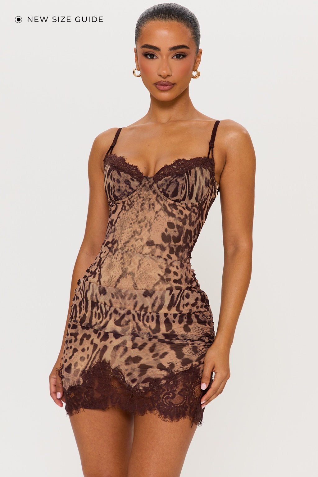Kitten Printed Lace Corset Mini Dress