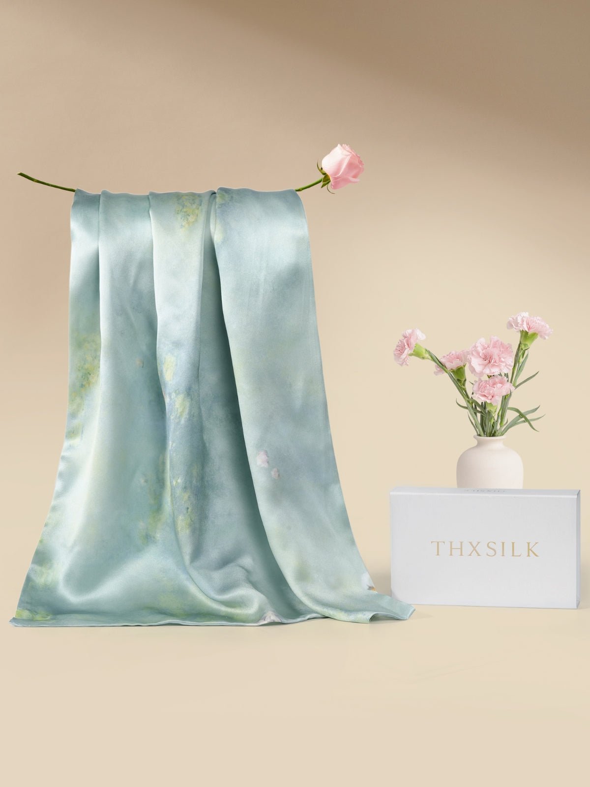 Monet Inspired Premium Silk Pillowcase – Water Lilies Green
