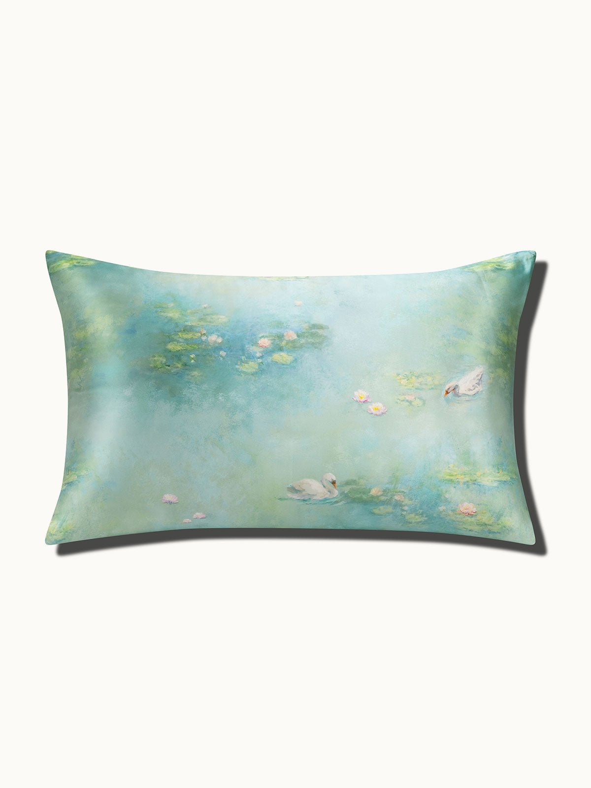 Monet Inspired Premium Silk Pillowcase – Water Lilies Green