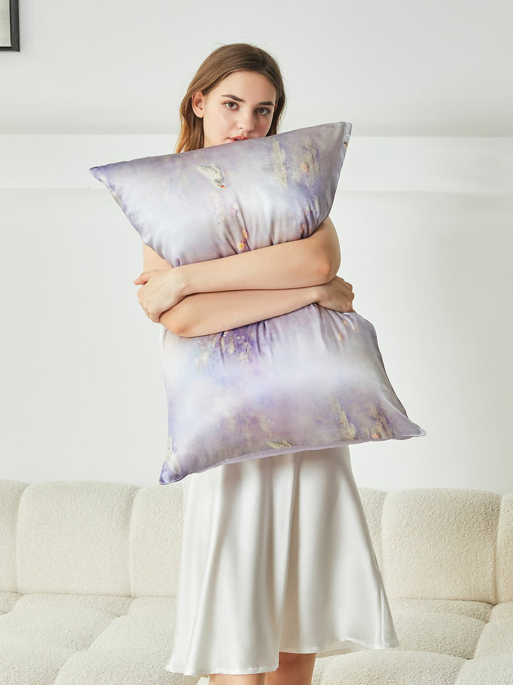 Monet Inspired Premium Silk Pillowcase – Water Lilies Lilac
