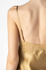 Morgan Lace Spaghetti Silk Camisole without lace hem