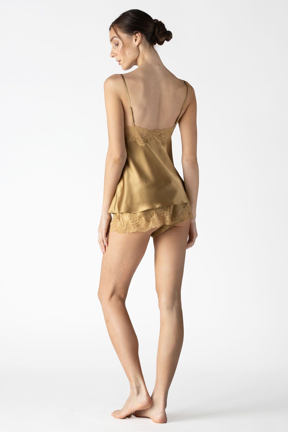 Morgan Lace Spaghetti Silk Camisole without lace hem
