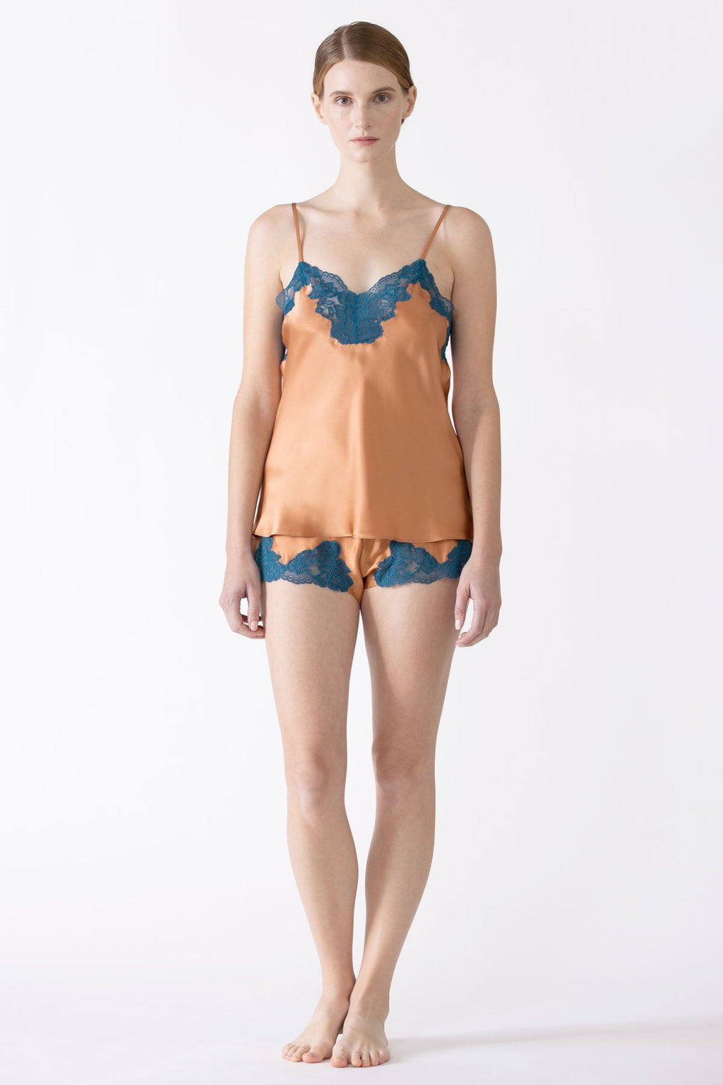 Morgan Lace Spaghetti Silk Camisole without lace hem