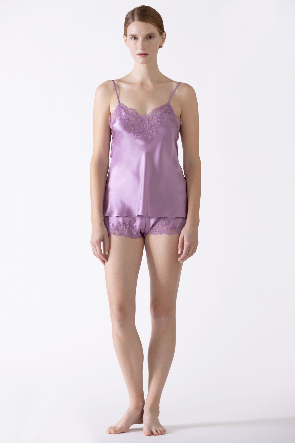 Morgan Lace Spaghetti Silk Camisole without lace hem