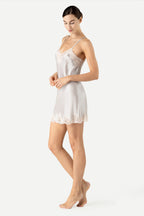Morgan Lace Spaghetti Silk Chemise