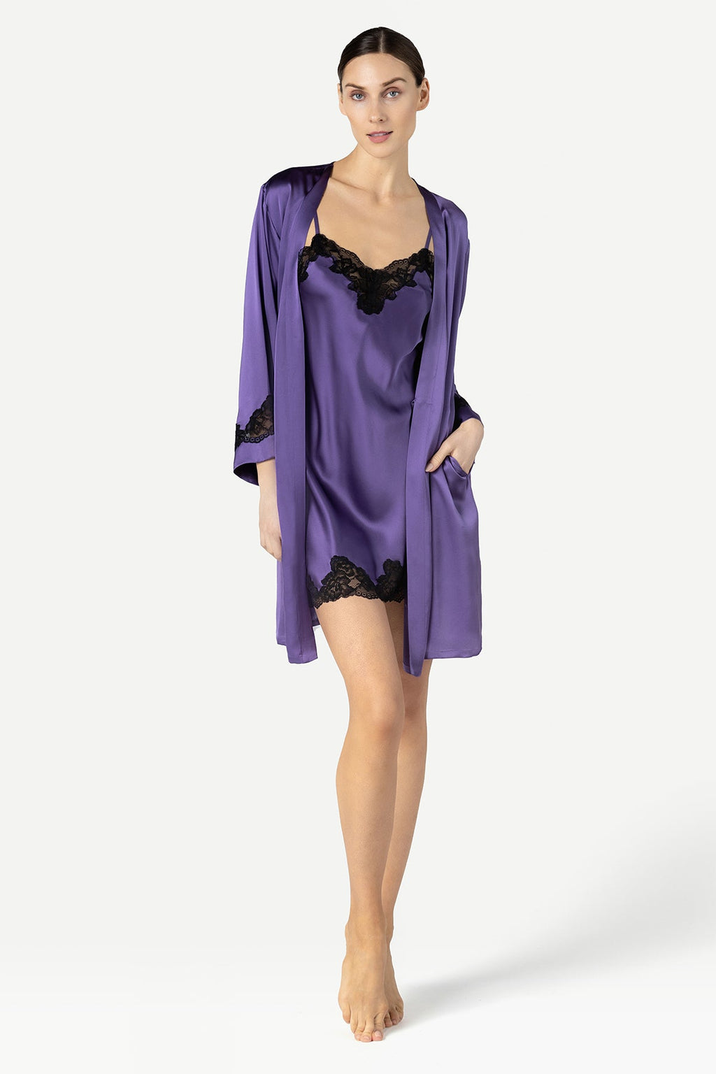 Morgan Lace Spaghetti Silk Chemise