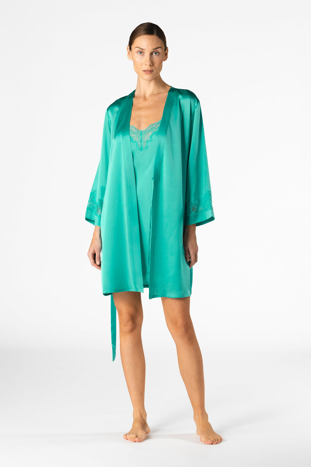 Morgan Lace Spaghetti Silk Chemise