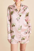 Alba Elda Pink Moth Pajamas in Silk Satin