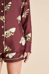 Alba Ettore Brown Moth Pajamas in Silk Twill