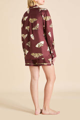 Alba Ettore Brown Moth Pajamas in Silk Twill