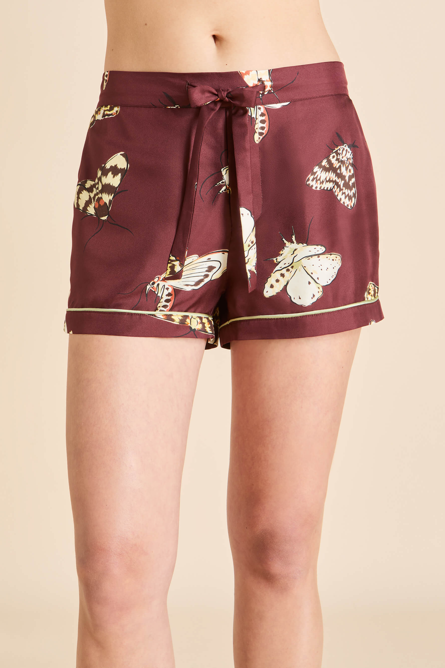 Alba Ettore Brown Moth Pajamas in Silk Twill