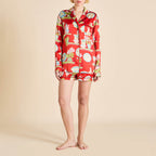 Alba Renata Red Plate Pajamas in Silk Satin