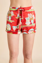 Alba Renata Red Plate Pajamas in Silk Satin
