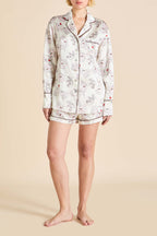 Alba Rosalia Ivory Floral Pajamas in Silk Satin