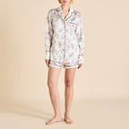 Alba Rosalia Ivory Floral Pajamas in Silk Satin