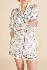 Alba Rosalia Ivory Floral Pajamas in Silk Satin