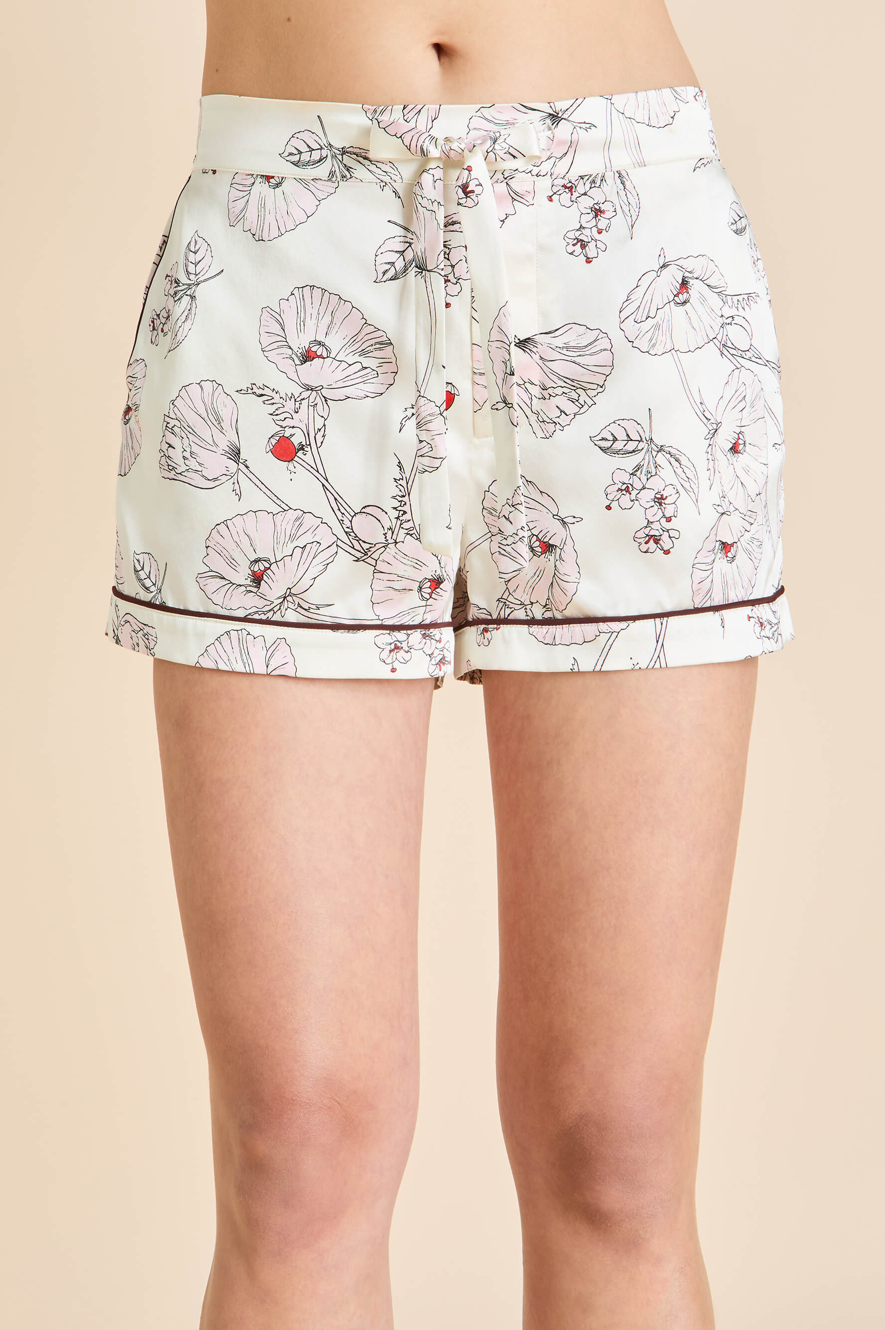 Alba Rosalia Ivory Floral Pajamas in Silk Satin