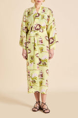Amaya Aulenti Green Plate Robe in Silk Crêpe de Chine