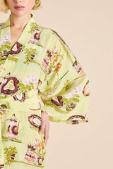 Amaya Aulenti Green Plate Robe in Silk Crêpe de Chine