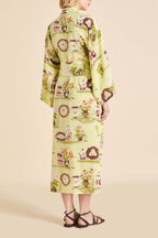 Amaya Aulenti Green Plate Robe in Silk Crêpe de Chine