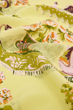 Amaya Aulenti Green Plate Robe in Silk Crêpe de Chine